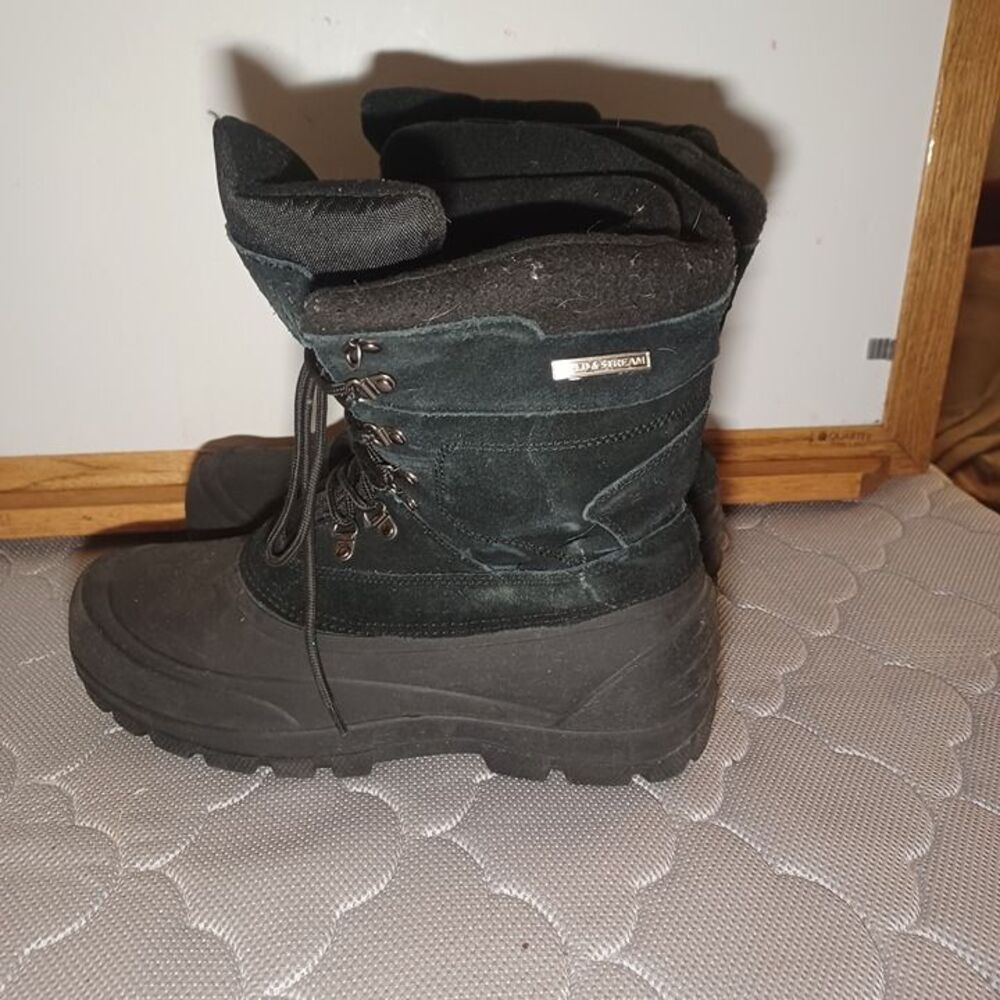 Field And Stream Black Leather Rubber Lined Hunting Boots Size 11